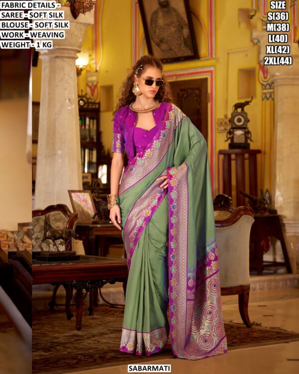 Elegant Party Wear Saree For Women With Rich Weaving Design