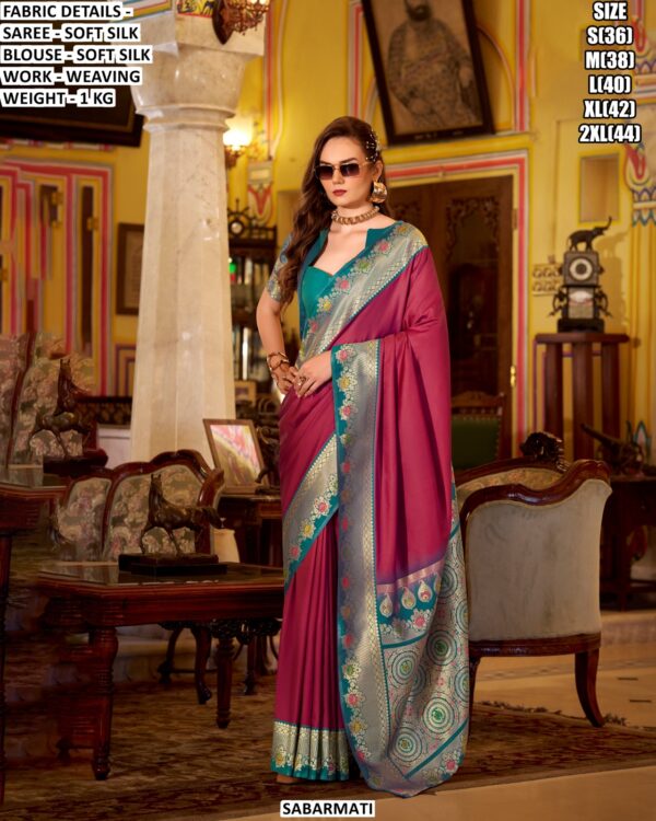 Elegant Party Wear Saree For Women With Rich Weaving Design