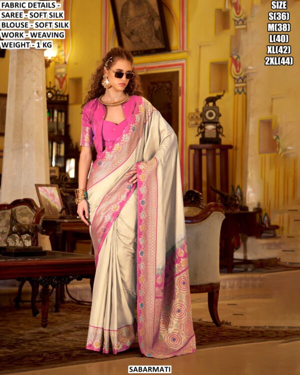 Elegant Party Wear Saree For Women With Rich Weaving Design