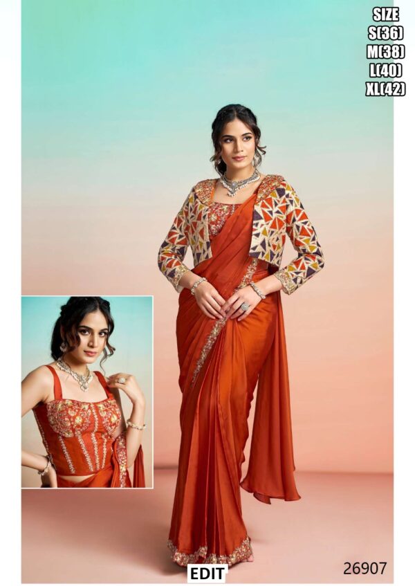 Premium Designer Saree With Statement Jacket For Women