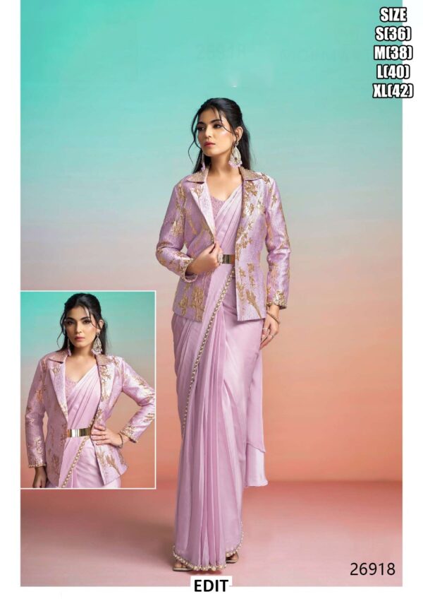 Premium Designer Saree With Statement Jacket For Women