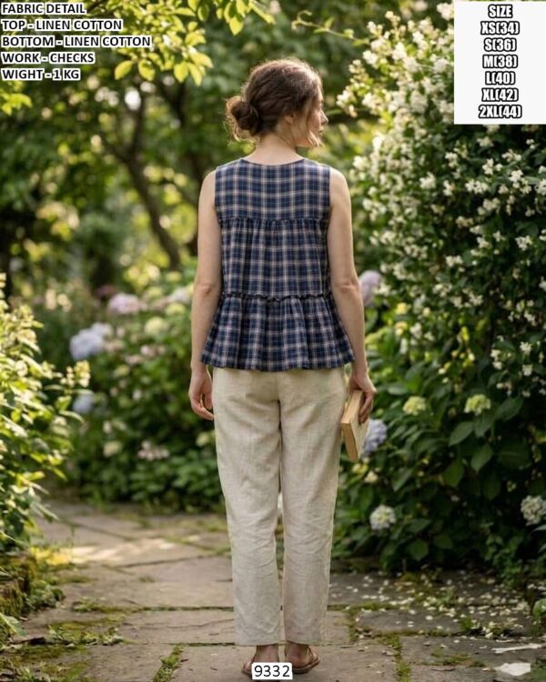 Linen Cotton Checks Co Ord Set For Women