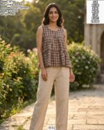Linen Cotton Checks Co Ord Set For Women
