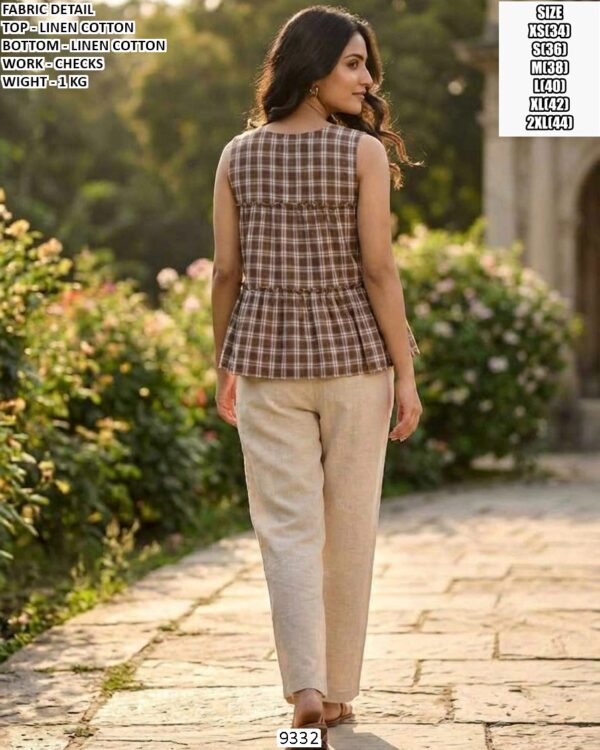 Linen Cotton Checks Co Ord Set For Women