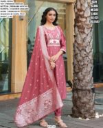 Designer Suit Set With Embroidery And Jacquard Dupatta For Women