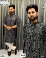 Men’s Cotton Kurta Pajama With Foil Print Design