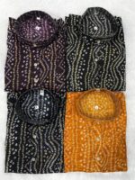 Men’s Cotton Kurta Pajama With Foil Print Design