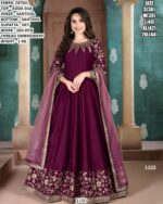 Premium Adda Silk Gown Set With Golden Thread Embroidery For Women