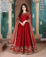 Premium Adda Silk Gown Set With Golden Thread Embroidery For Women