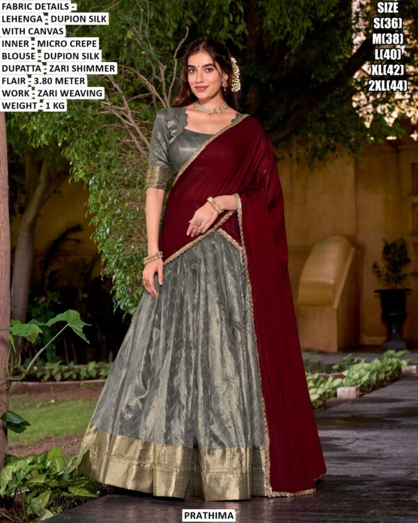 Premium Dupion Silk Lehenga Set With Zari Weaving For Women