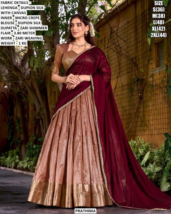 Premium Dupion Silk Lehenga Set With Zari Weaving For Women