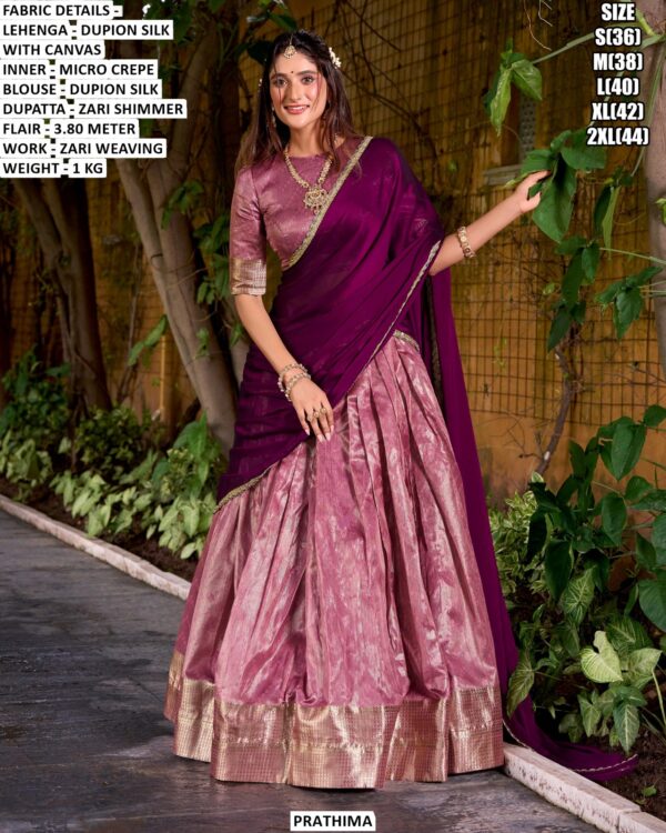 Premium Dupion Silk Lehenga Set With Zari Weaving For Women