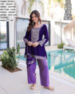 Women’s Velvet Kurti Set With Lajri Bottom And Potli Bag