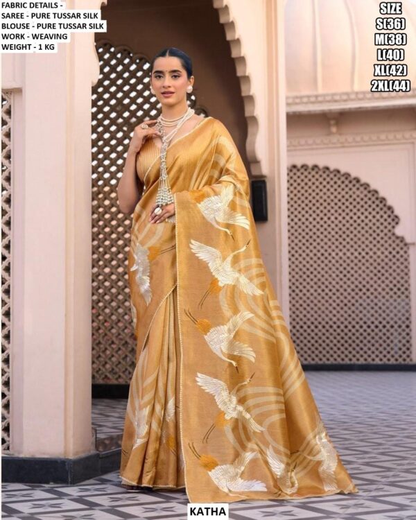 Stylish Ethnic Saree For Women In Pure Tussar Silk