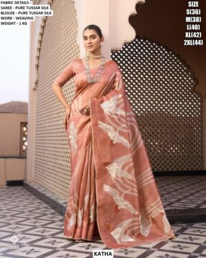 Stylish Ethnic Saree For Women In Pure Tussar Silk