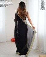 Designer Satin Silk Saree With Embroidery Detailing For Ladies