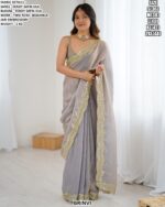 Designer Satin Silk Saree With Embroidery Detailing For Ladies