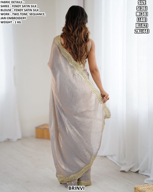 Designer Satin Silk Saree With Embroidery Detailing For Ladies