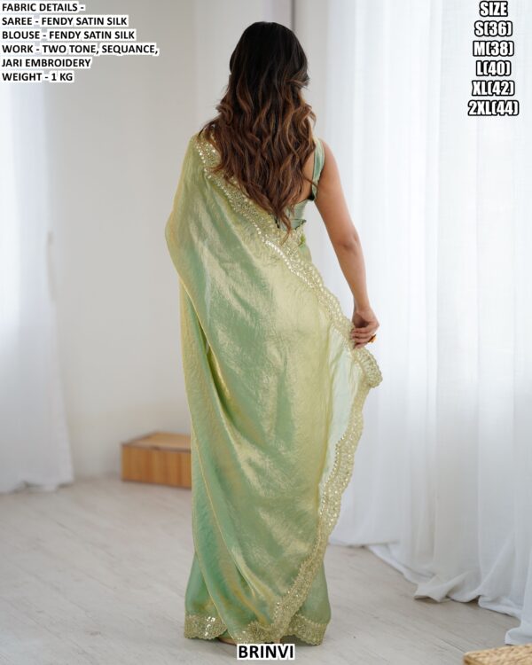 Designer Satin Silk Saree With Embroidery Detailing For Ladies