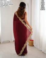 Designer Satin Silk Saree With Embroidery Detailing For Ladies