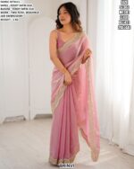 Designer Satin Silk Saree With Embroidery Detailing For Ladies