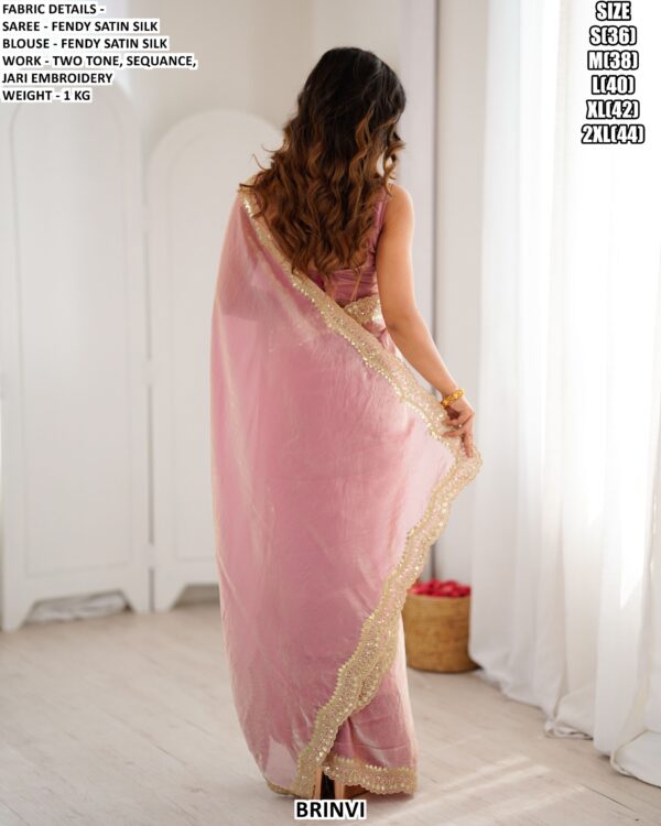 Designer Satin Silk Saree With Embroidery Detailing For Ladies