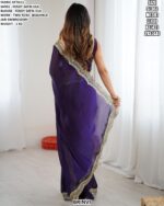 Designer Satin Silk Saree With Embroidery Detailing For Ladies