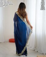 Designer Satin Silk Saree With Embroidery Detailing For Ladies