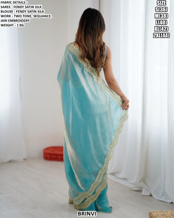 Designer Satin Silk Saree With Embroidery Detailing For Ladies