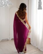 Designer Satin Silk Saree With Embroidery Detailing For Ladies