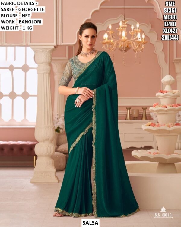 Elegant Party Wear Saree With Banglori Work For Women