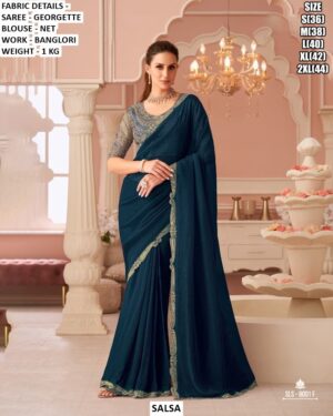 Elegant Party Wear Saree With Banglori Work For Women