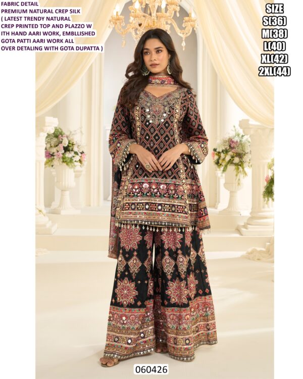 Premium Printed Ethnic Suit Set With Hand Aari Work