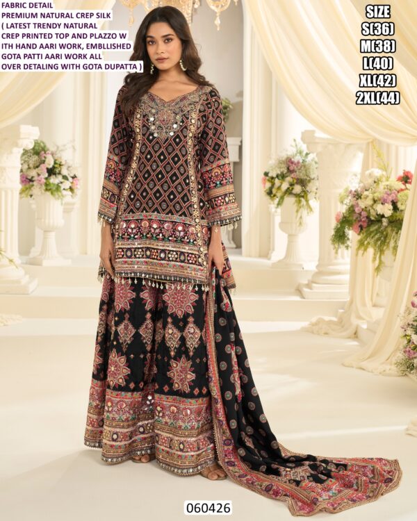 Premium Printed Ethnic Suit Set With Hand Aari Work