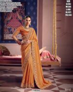 Viscose Zari Tissue Saree With Heavy Bead And Zari Embroidery