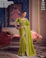 Viscose Zari Tissue Saree With Heavy Bead And Zari Embroidery
