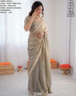 Premium Heavy Fendy Silk Saree With Beads And Sequins Embroidery