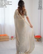 Premium Heavy Fendy Silk Saree With Beads And Sequins Embroidery