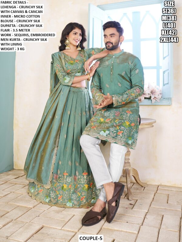 Designer Couple Collection Lehenga Choli And Men Kurta Set