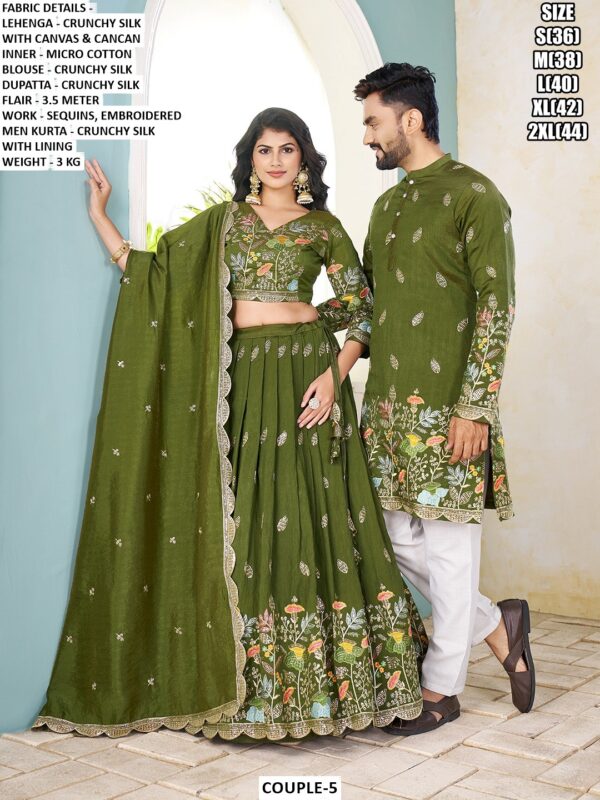 Designer Couple Collection Lehenga Choli And Men Kurta Set