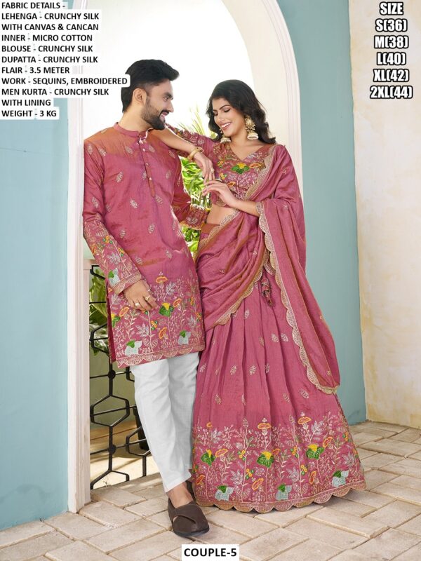 Designer Couple Collection Lehenga Choli And Men Kurta Set