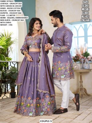 Designer Couple Collection Lehenga Choli And Men Kurta Set