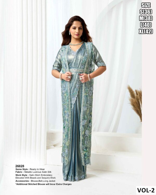 Premium Versace Illusion Saree With Beads Hand Work For Women