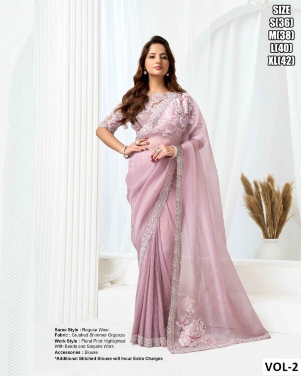 Premium Versace Illusion Saree With Beads Hand Work For Women