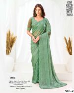 Premium Versace Illusion Saree With Beads Hand Work For Women