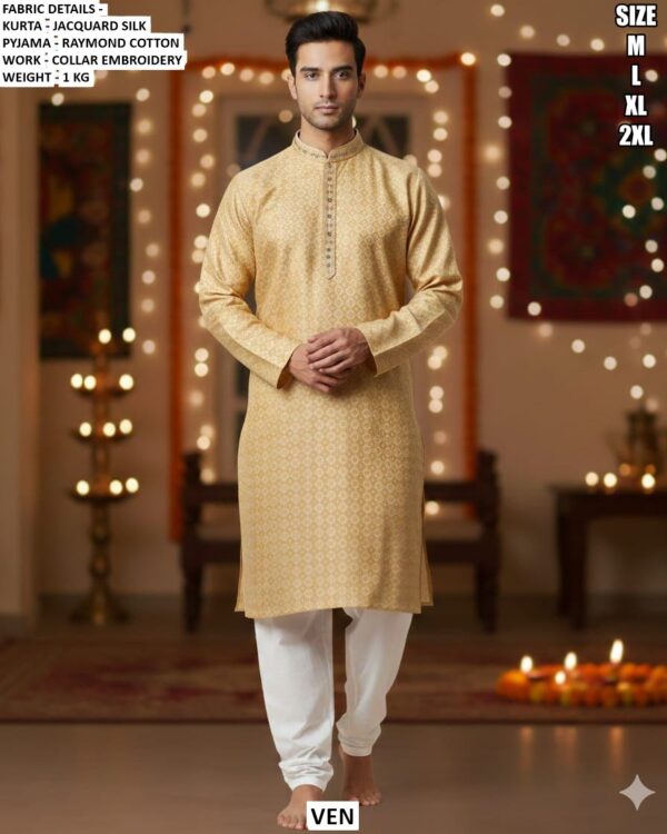 Premium Heavy Jacquard Silk Designer Kurta For Men