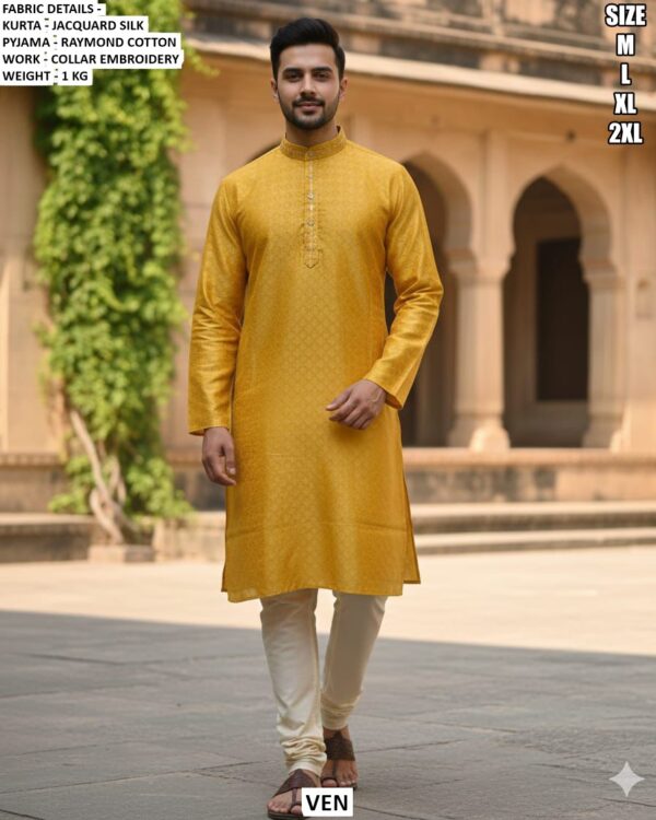 Premium Heavy Jacquard Silk Designer Kurta For Men