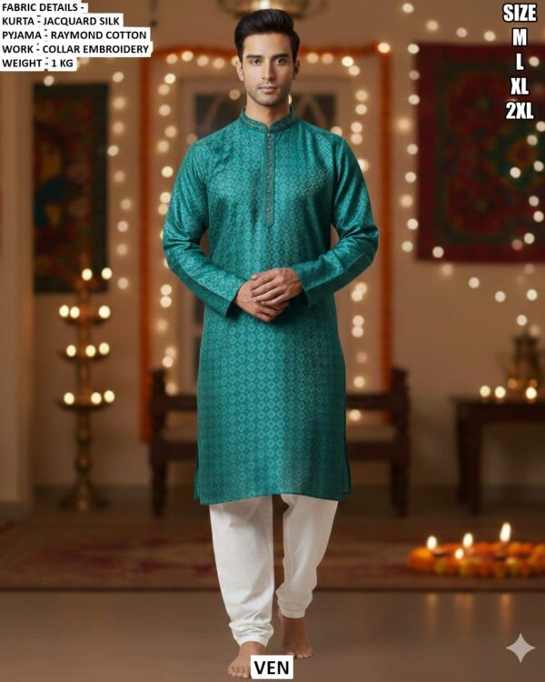 Premium Heavy Jacquard Silk Designer Kurta For Men