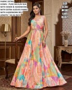 Women’s Pure Muslin Silk Printed Gown With Handwork Belt