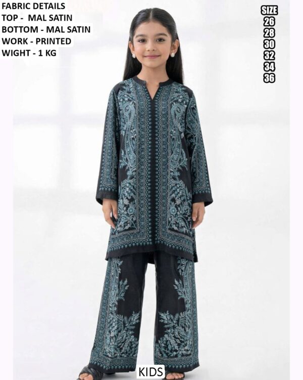 Premium Mal Satin Printed Kids Co Ord Set